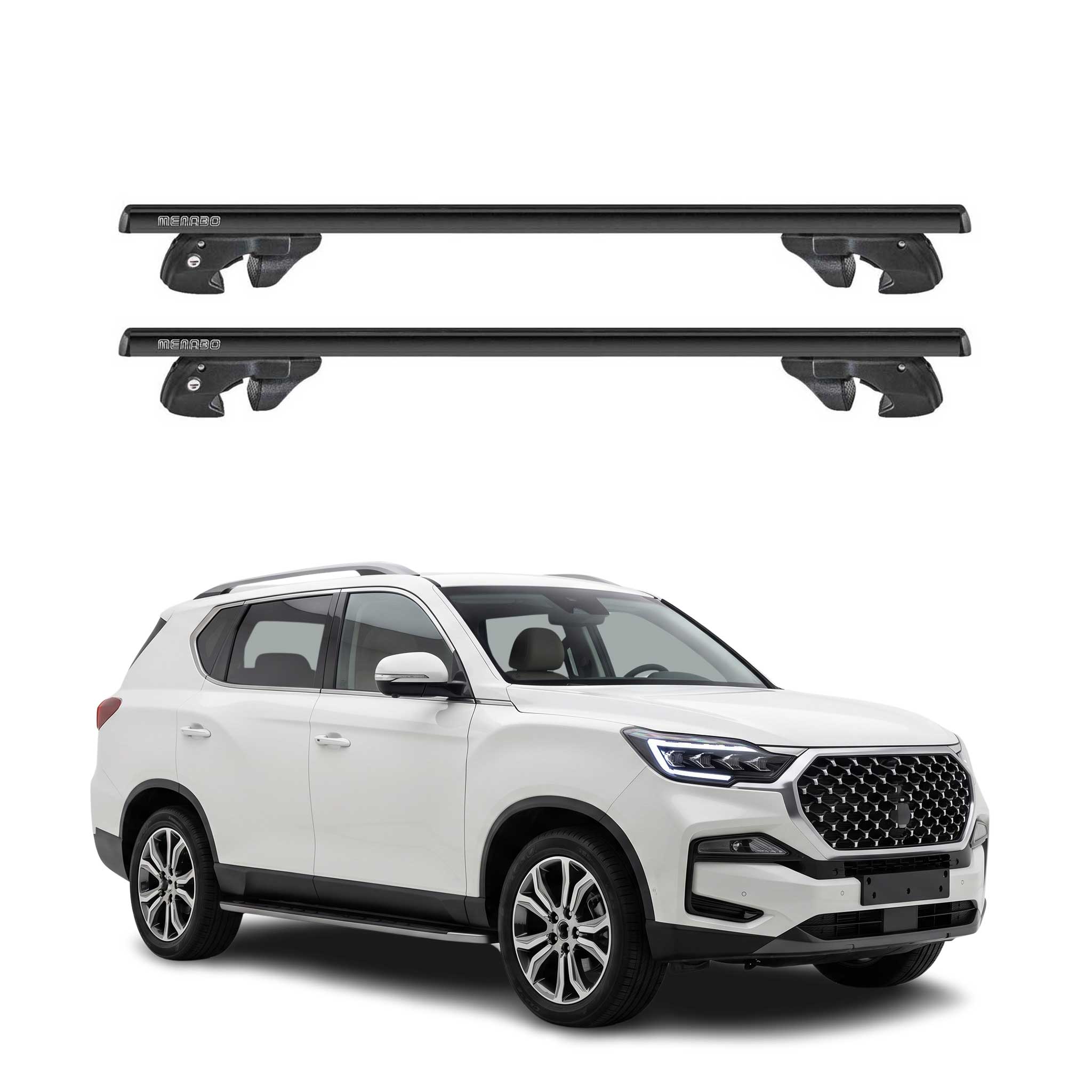 Dachträger für KGM / Ssangyong Rexton Y400 2024-2026 Facelift Alu TÜV Schwarz 2x