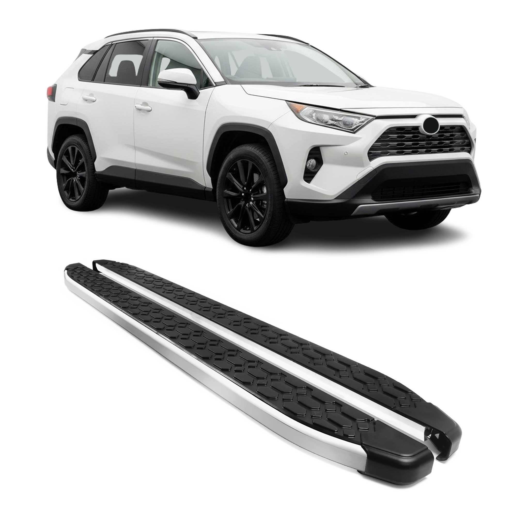 Trittbretter Seitenschweller für Toyota RAV4 V 2019-2025 Hybrid Schwarz Alu 2x