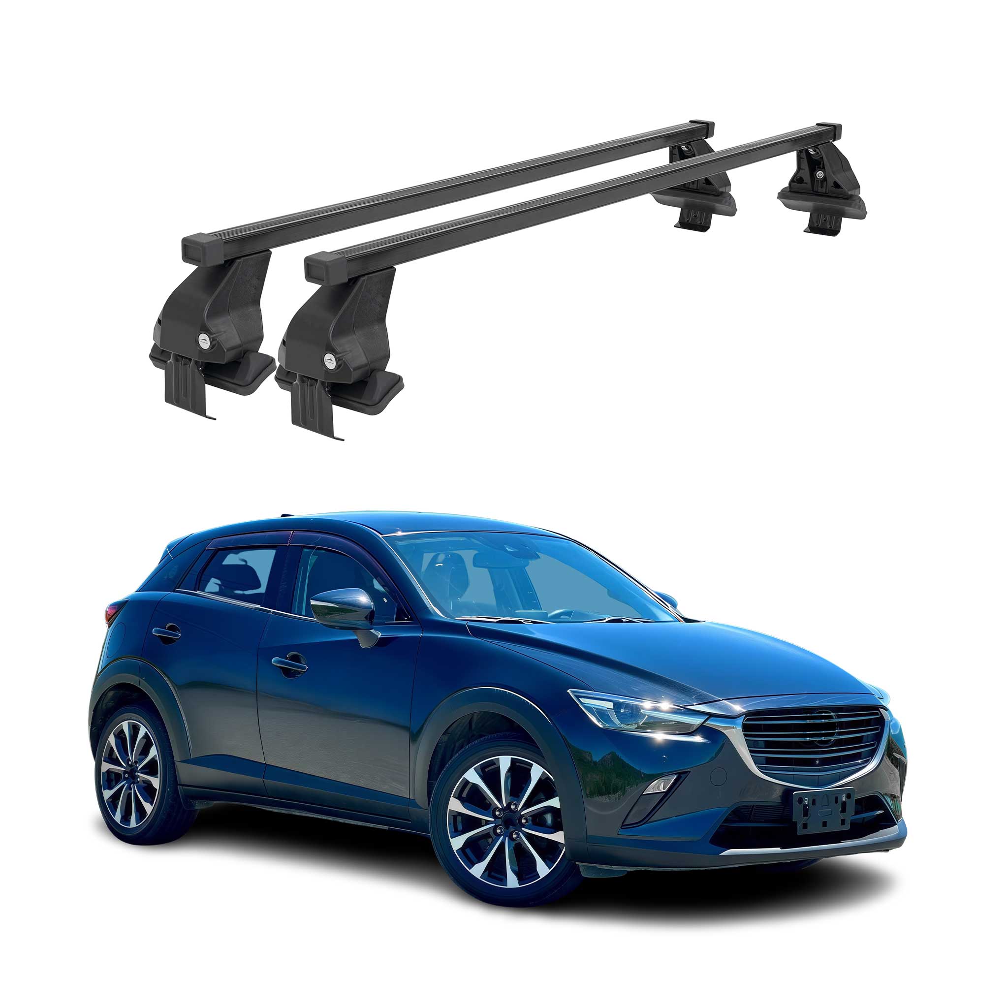 Menabo Dachträger Grundtäger für Mazda CX-3 2015-2021 50kg Stahl Schwarz 2 tlg