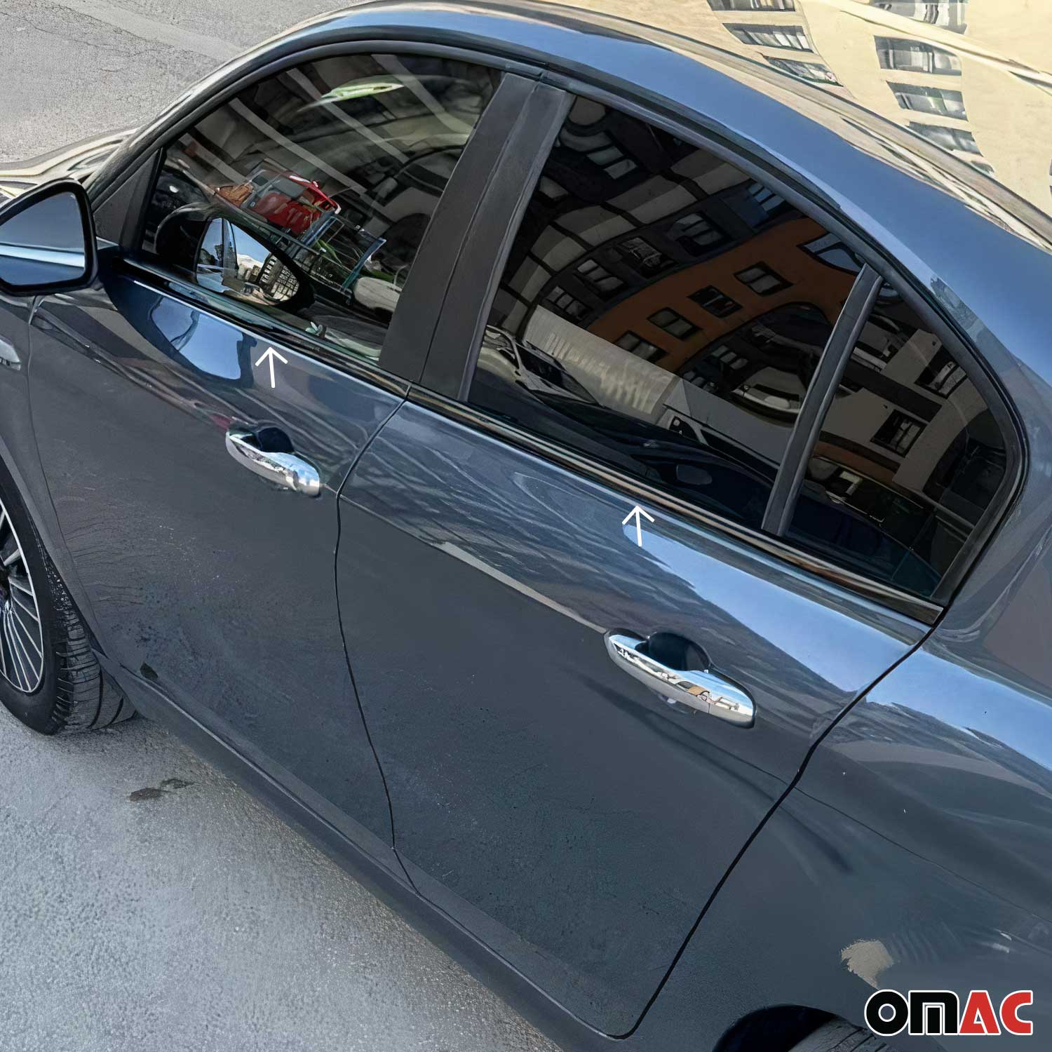 Fensterleisten Zierleisten für Fiat Tipo 2015-2026 Edelstahl Dunkel 4tlg