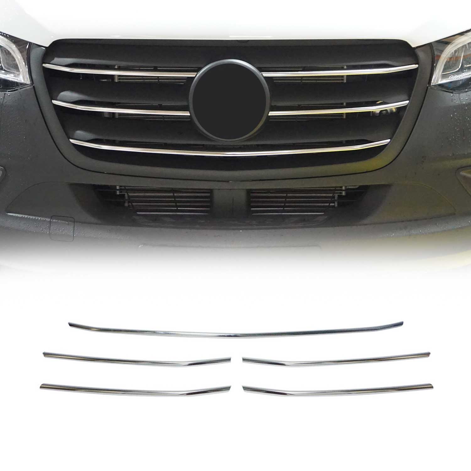 Kühlergrill Leiste Grillleisten für Mercedes Sprinter 907 910 2018-2026 Chrom