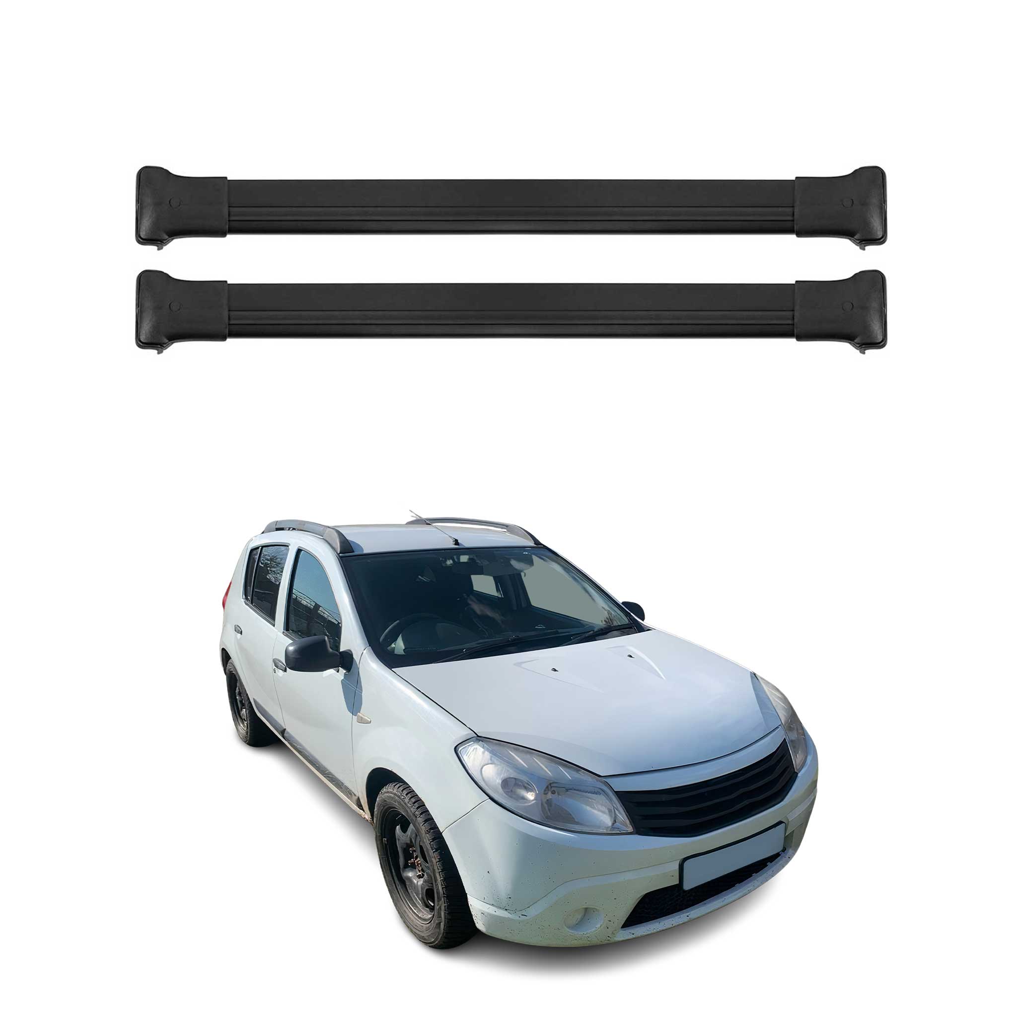 Dachträger Grundtäger für Dacia Sandero Stepway 2008-2012 75kg Alu Schwarz 2 tlg
