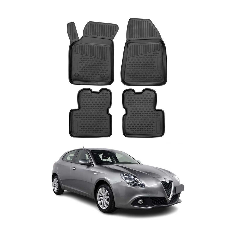 OMAC Gummimatten Fußmatten für Alfa Romeo Giulietta 2010-2020 TPE Schwarz 4x