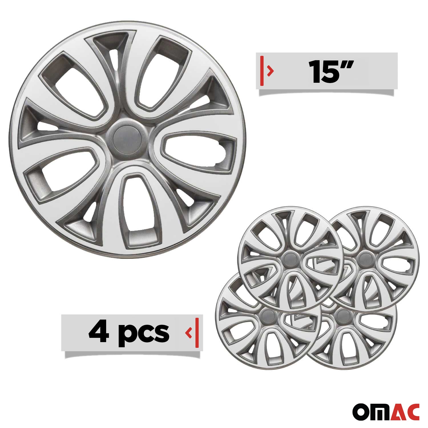 4x Radblenden Radkappen Radzierblenden für 15" Zoll Stahlfelgen Silber weiß