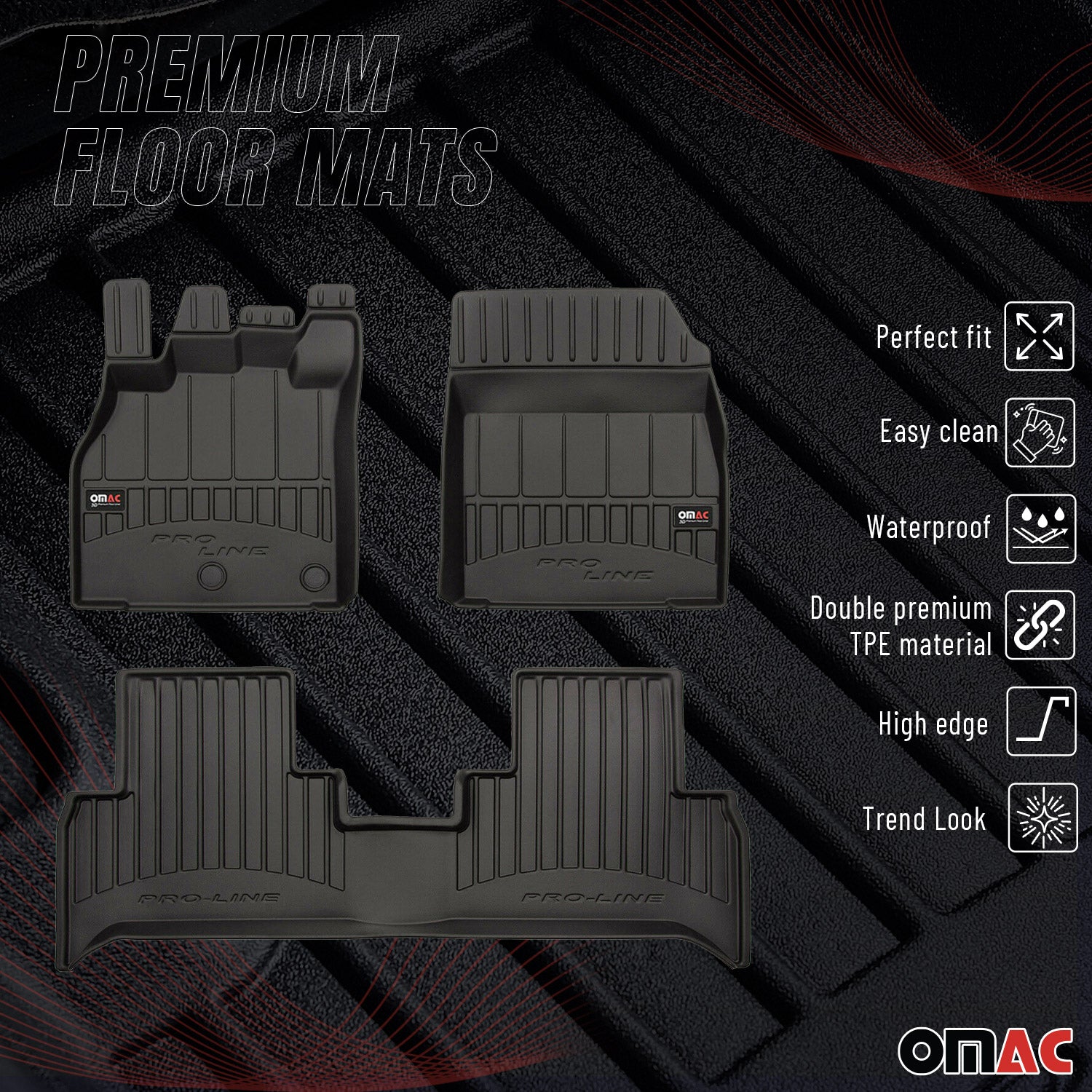 OMAC Gummi Fußmatten für Renault Grand Scenic JZ 2009-2016 Premium TPE 3x