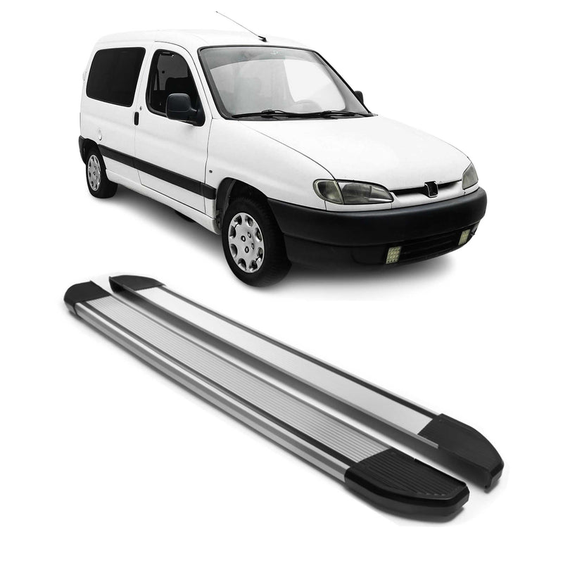 Alu Seitenschweller Trittbretter für Peugeot Partner 1996-2008 Silber 2tlg