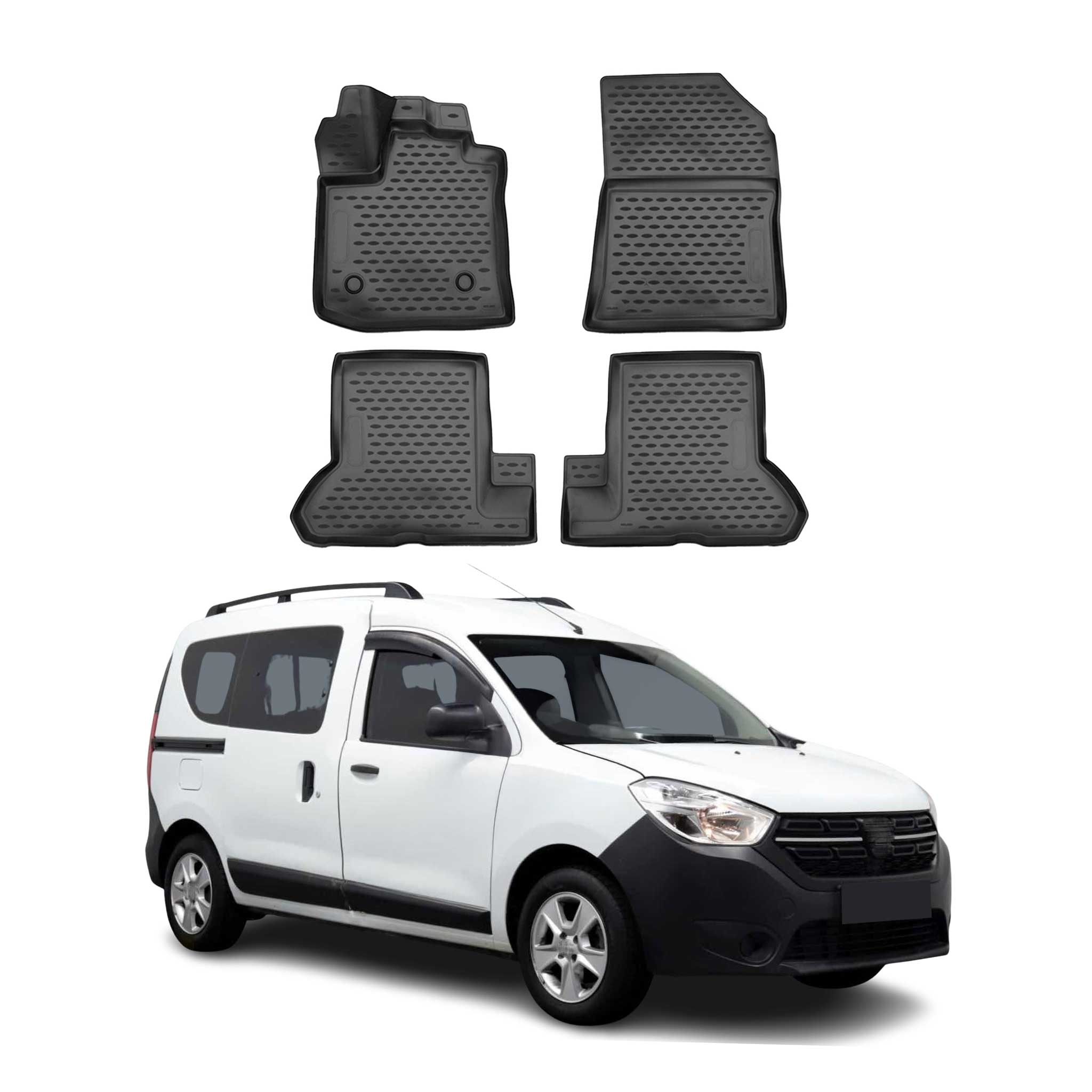 OMAC Gummimatten Fußmatten für Dacia Dokker 2018-2021 TPE Automatten Schwarz 4x