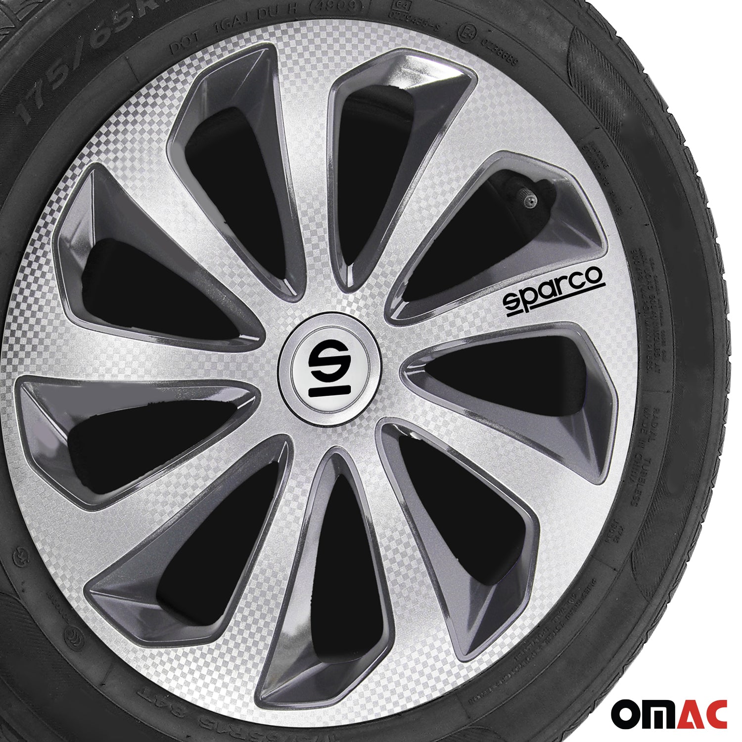 Radkappen Radzierblenden Sparco Sicilia 14" Zoll Abdeckung Silber Carbon Grau 4x