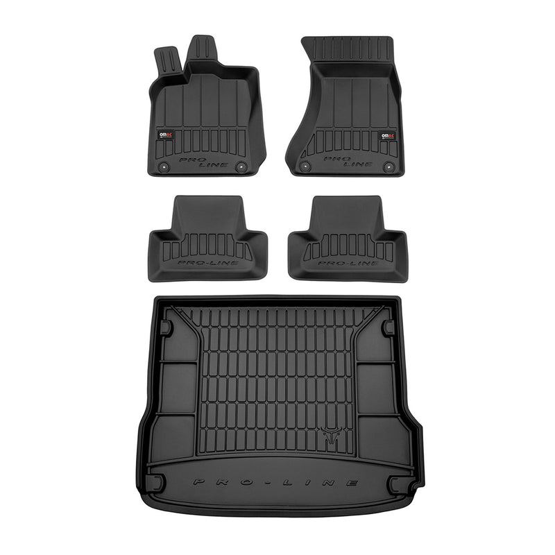 OMAC Fußmatten & Kofferraumwanne Set für Audi Q5 2008-2017 Gummi TPE Schwarz 5x