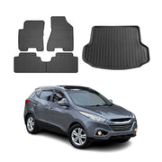 Fußmatten & Kofferraumwanne Set für Hyundai ix35 2009-2015 Gummi Schwarz 5x