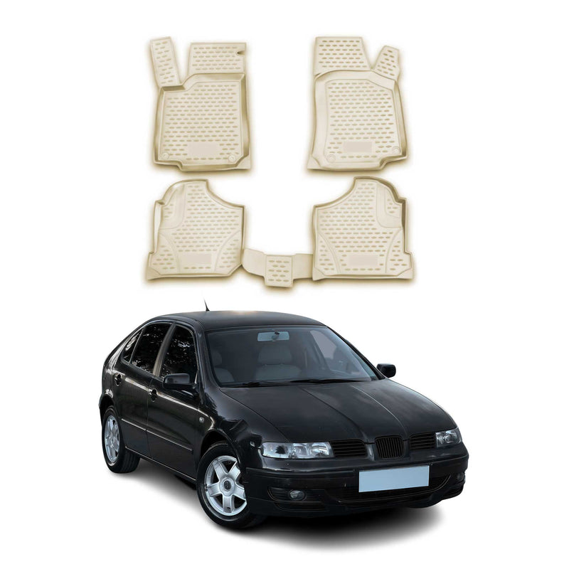OMAC Gummimatten Fußmatten für Seat Leon 1999-2005 TPE Automatten Beige 4x