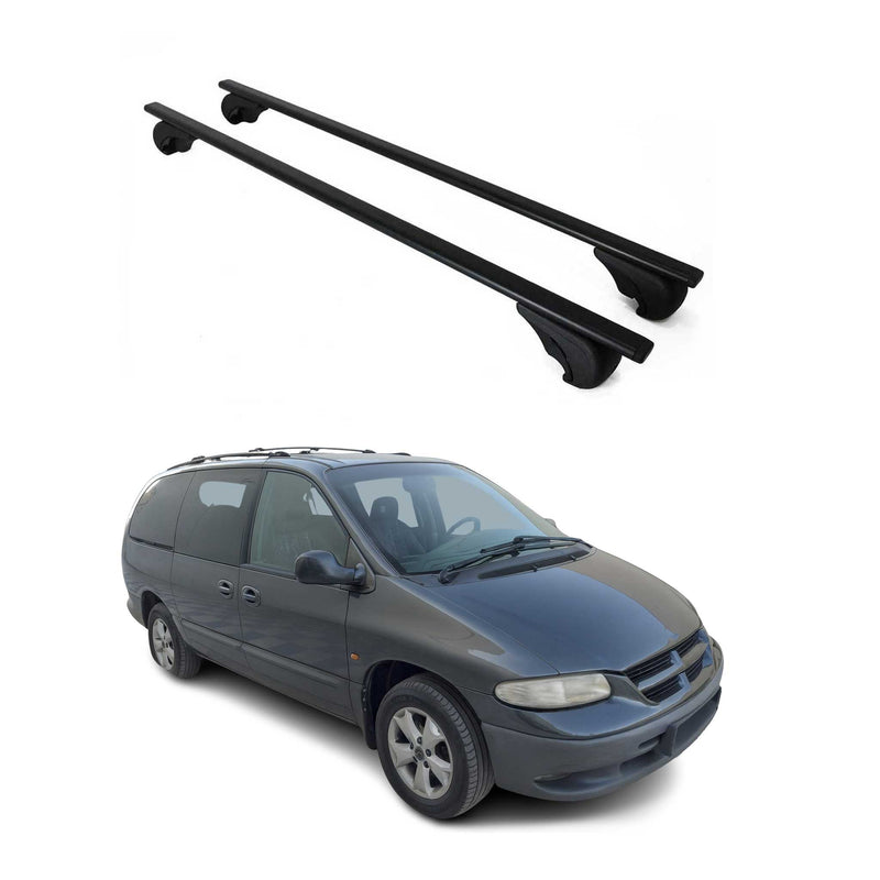 Dachträger Grundtäger für Chrysler Voyager 1996-2001 75kg Metall Schwarz 2 tlg