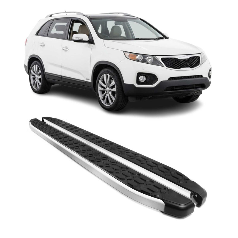 Alu Trittbretter Seitenschweller für Kia Sorento 2009-2013 Schwarz Silber 2tlg