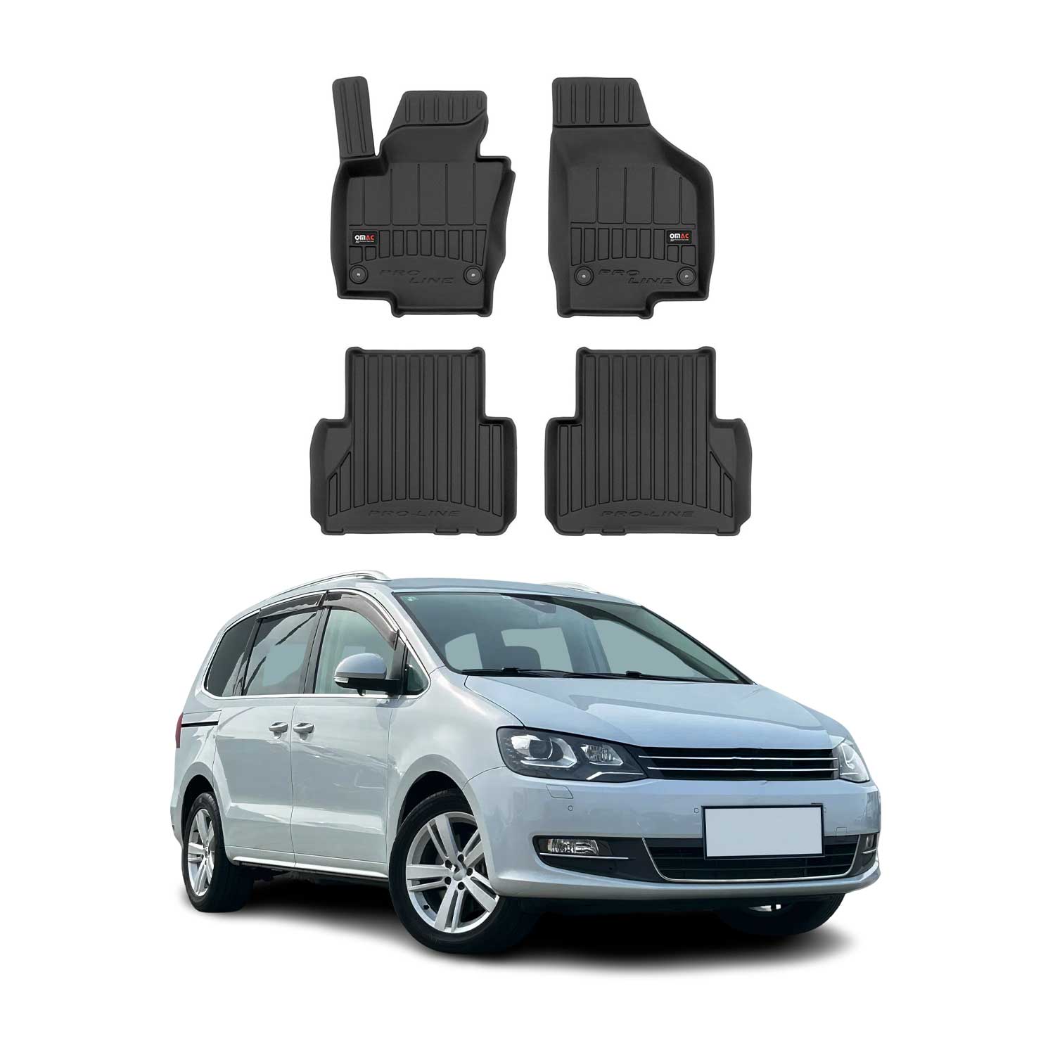 OMAC Gummi Fußmatten für VW Sharan 2010-2023 Premium TPE 3D Automatten 4tlg