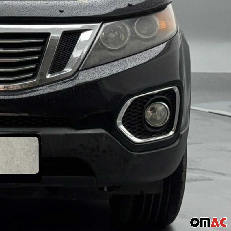 Nebelscheinwerfer Rahmen Umrandung für Kia Sorento 2010-2012 Edelstahl Silber 2x