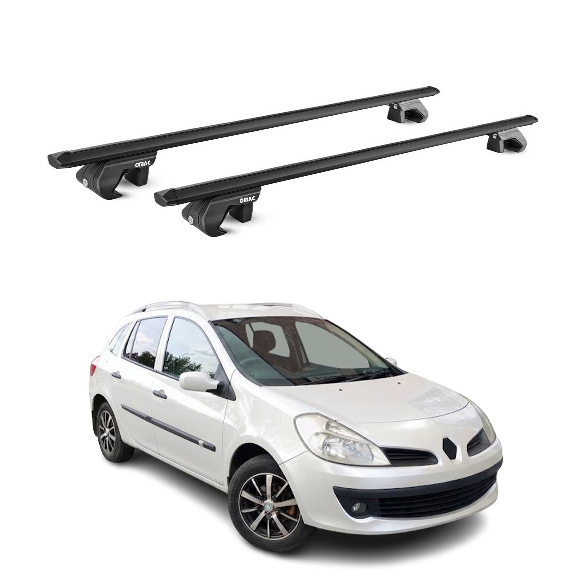Dachträger für Renault Clio III Kombi 2009-2012 Facelift 90kg Alu Schwarz ABE