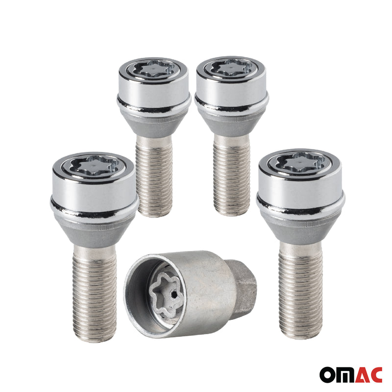 Radschloss Satz für Fiat Ducato Rad 15” bis 2005 Felgenschloss Silber 4x M14X1.5