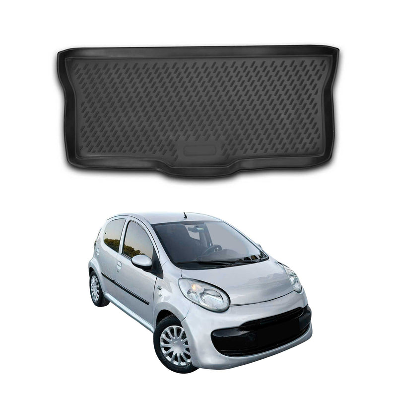 Kofferraummatte Kofferraumwanne für Citroen C1 Toyota Aygo 2005-14 TPE Schwarz