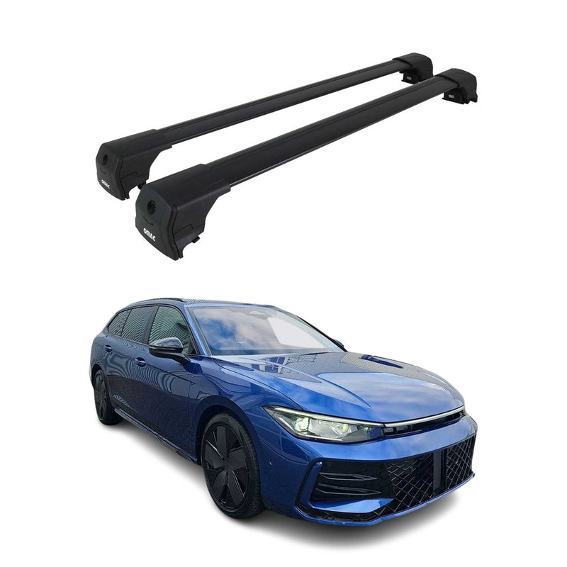 Dachträger Grundtäger für VW Passat B9 Kombi 2023-2025 75kg Schwarz Alu 2tlg