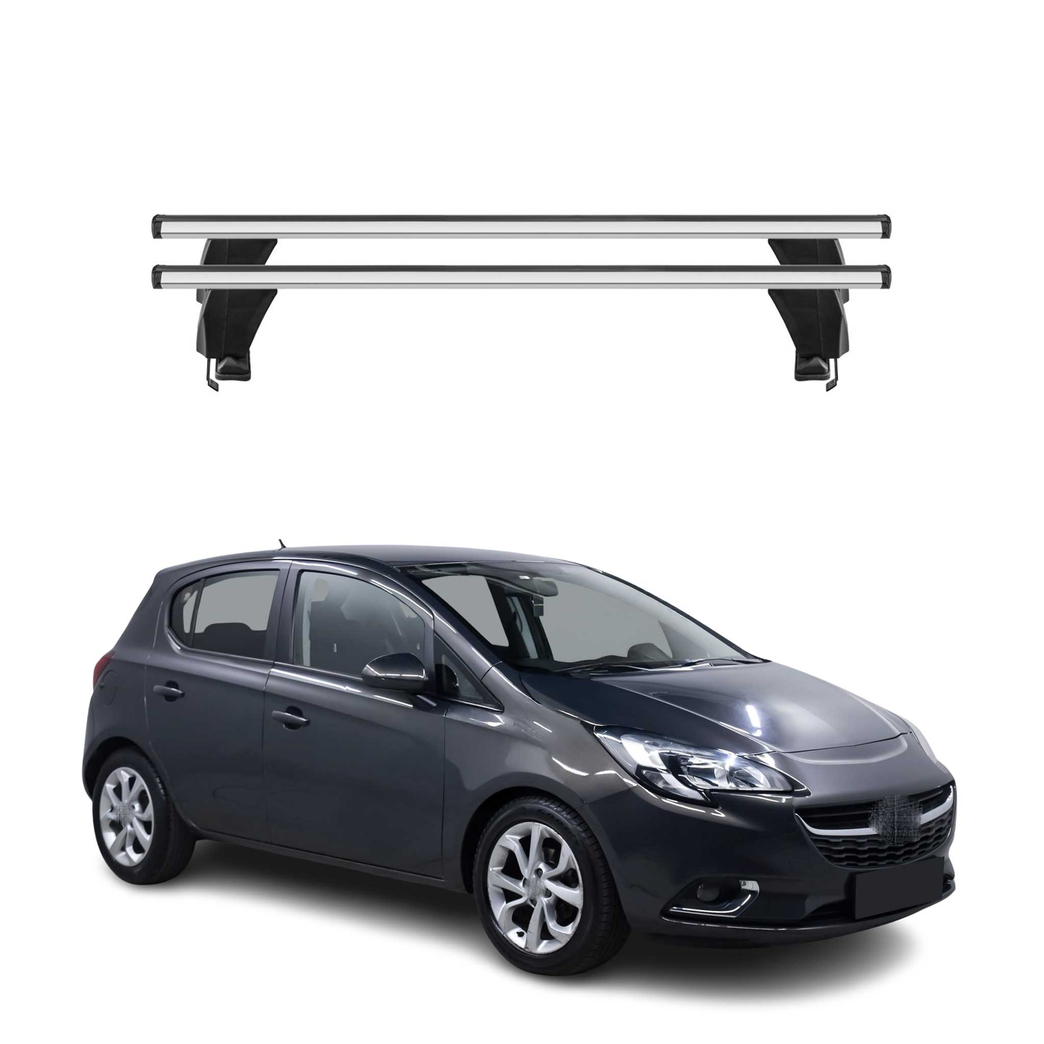 Menabo Dachträger Grundtäger für Opel Corsa E 2014-2019 50kg Alu Silber 2 tlg