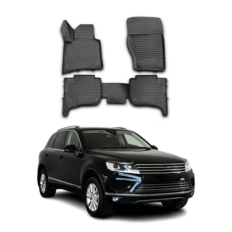 OMAC Gummimatten Fußmatten für VW Touareg 2010-2018 TPE Automatten Schwarz 4x
