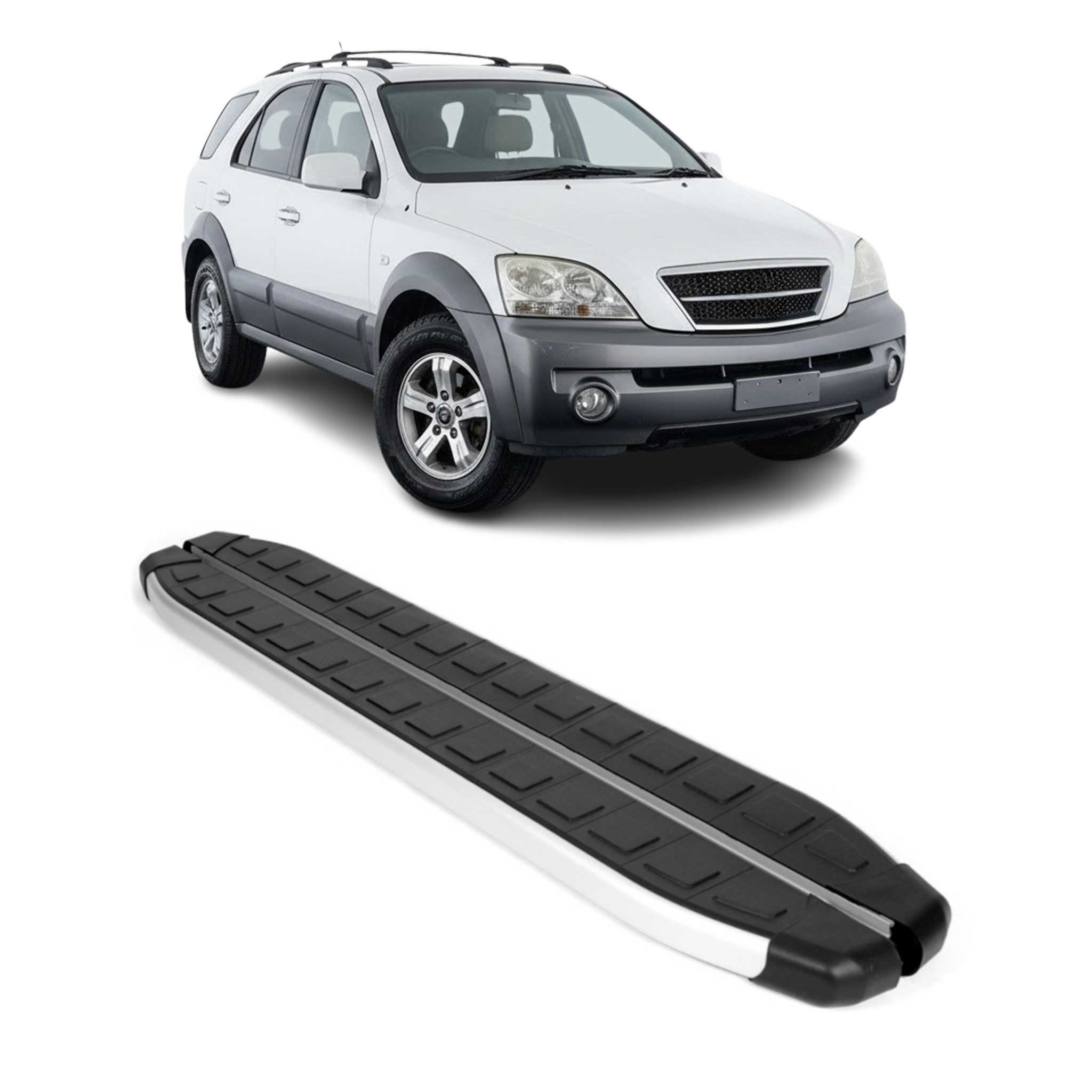Seitenschweller Seitenbretter Trittbretter für Kia Sorento 2002-2009 Alu Schwarz