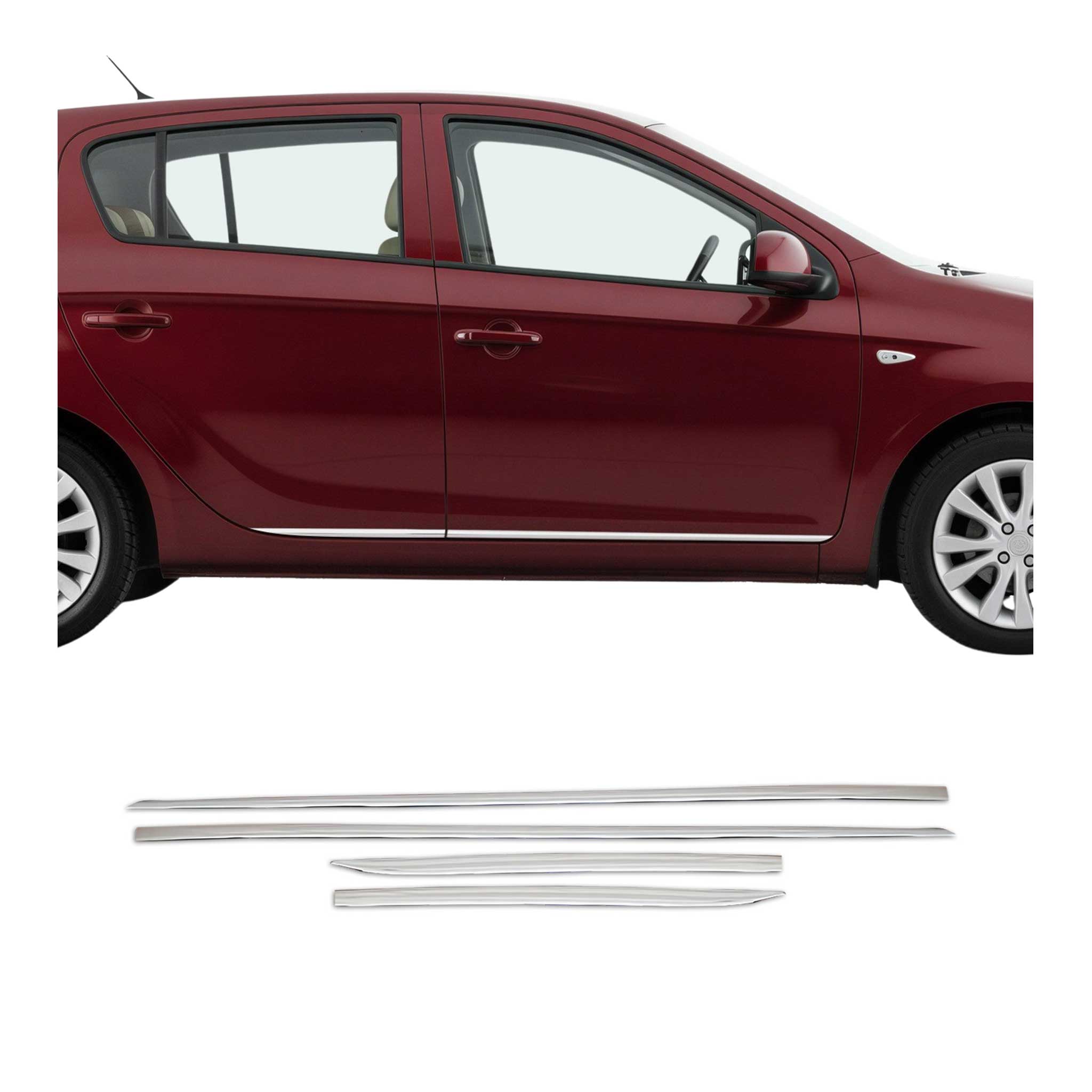 Seitentürleiste Türleisten Türschutzleiste für Hyundai i20 2008-2014 Chrom 4x