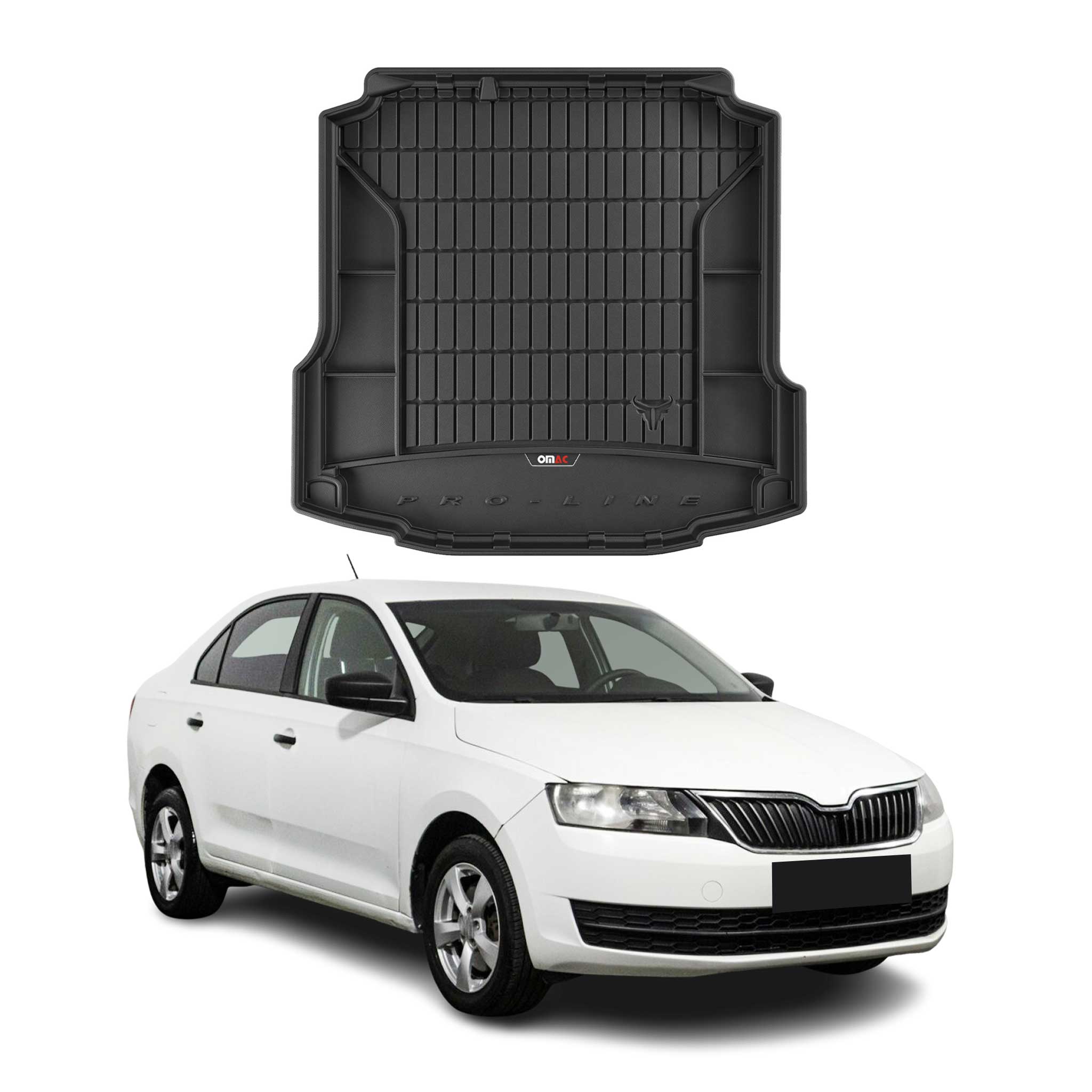 OMAC Gummi Kofferraumwanne für Skoda Rapid 2012-2019 TPE Laderaumwanne Schwarz