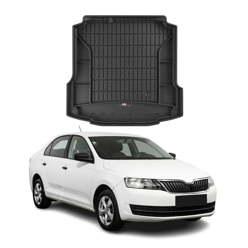 OMAC Gummi Kofferraumwanne für Skoda Rapid 2012-2019 TPE Laderaumwanne Schwarz