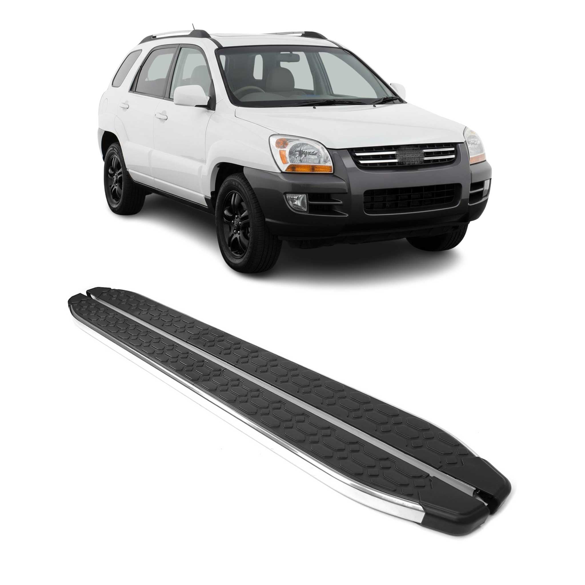 Trittbretter Seitenschweller für Kia Sportage 2004-2010 Edelstahl Schwarz Silber