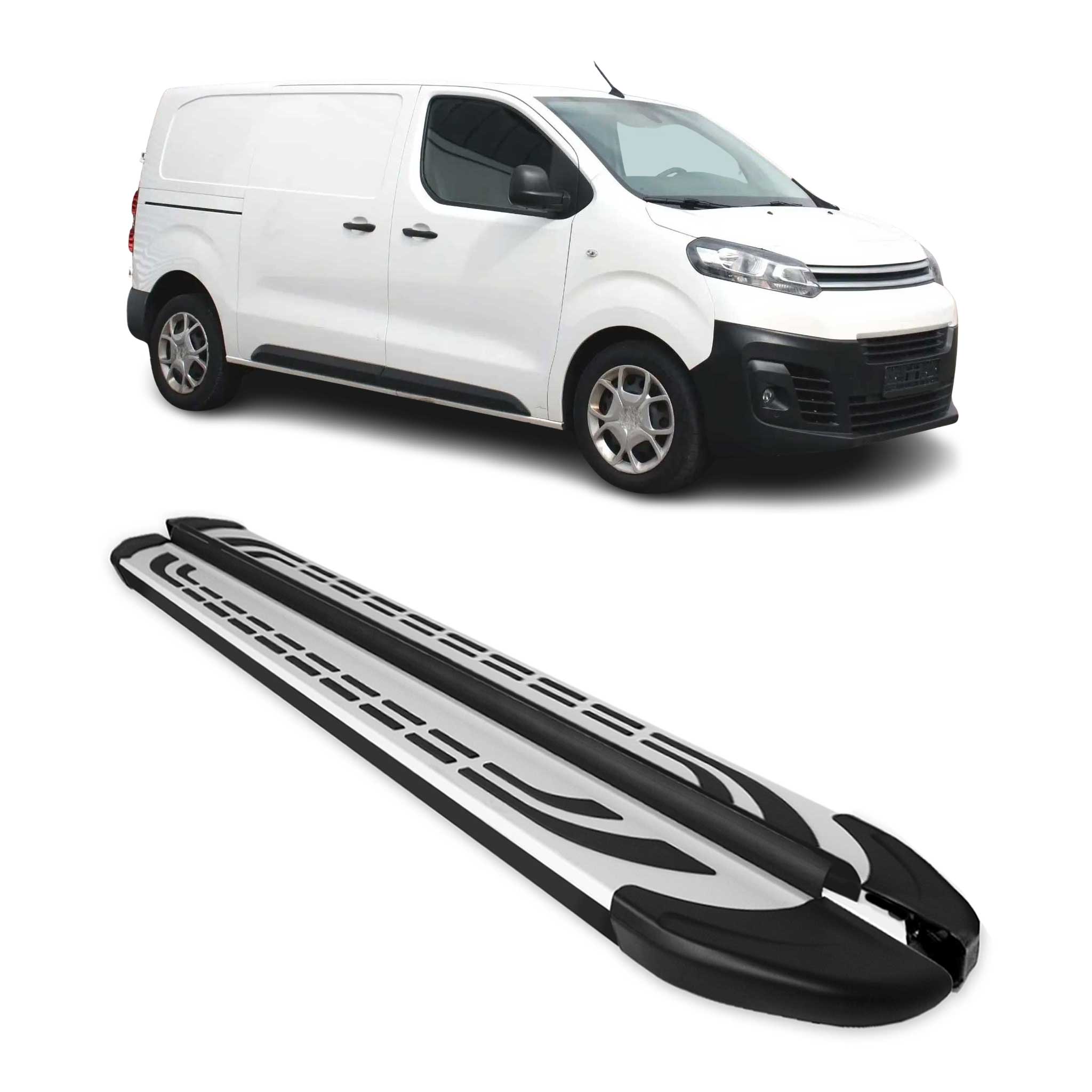 Trittbretter Seitenschweller für Citroen Jumpy 2016-2026 L2 L3 Alu Schwarz