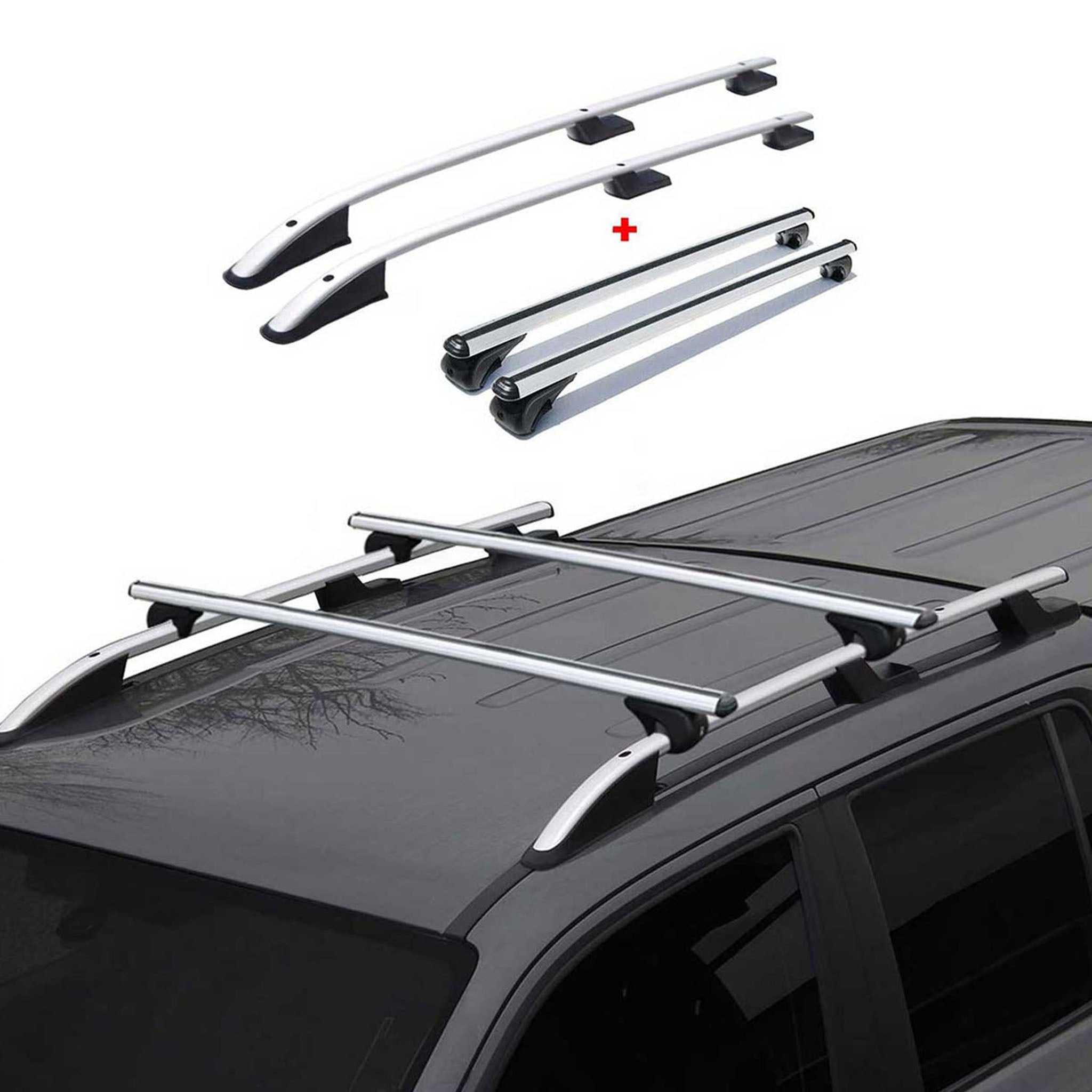 Dachreling + Dachträger Set für Ford Transit Tourneo Custom Silber L1 ABE