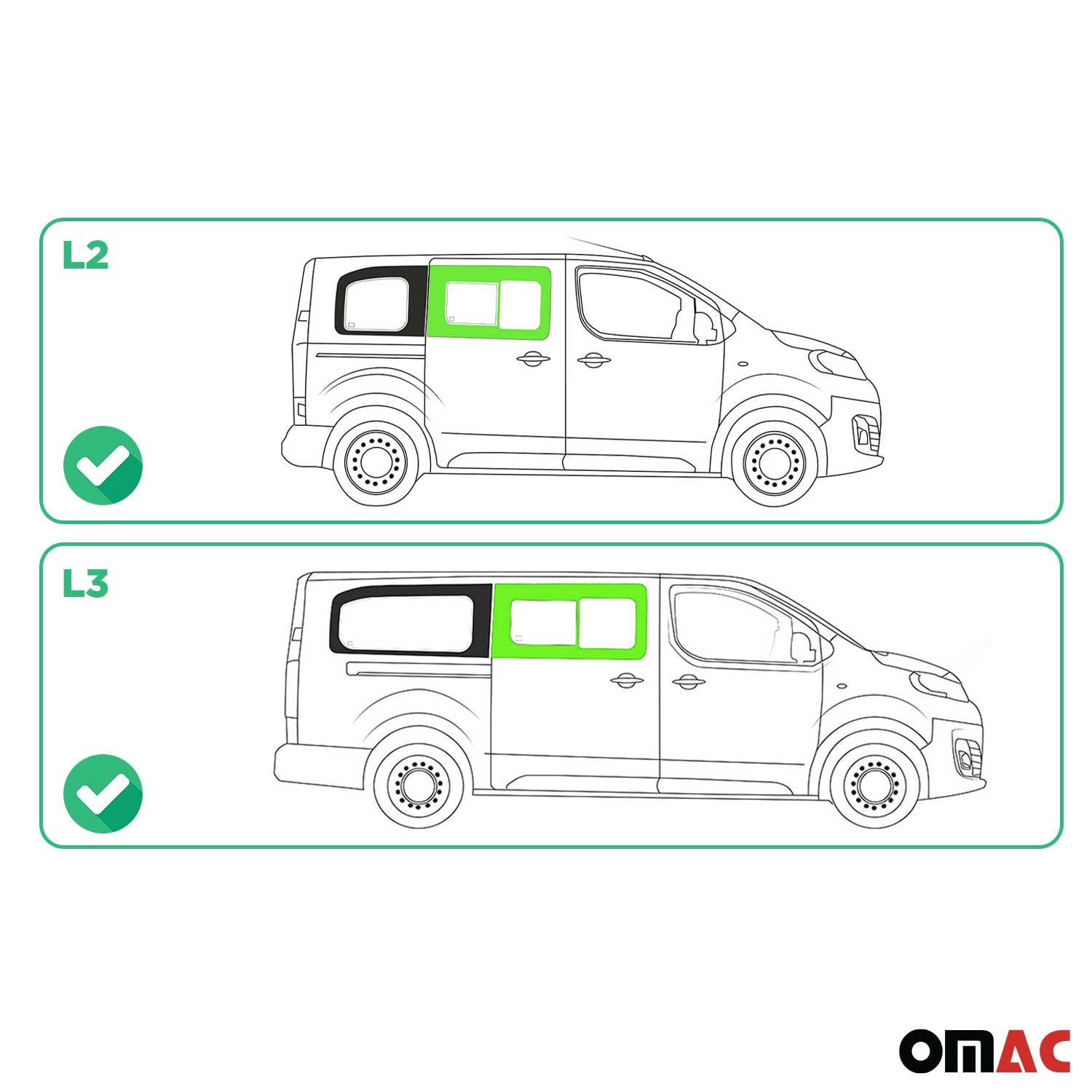 Schiebefenster Seitenfenster für Citroen Jumpy 2017-2025 Schwarz Rechts L2 L3