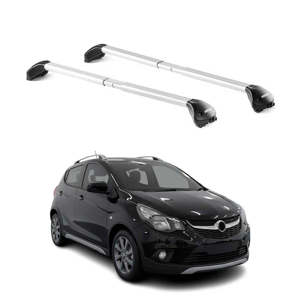 Dachträger Grundtäger für Opel Karl Rocks 2016-2019 5 tür 100kg Alu Grau 2x ABE