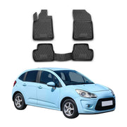 OMAC Gummimatten Fußmatten für Citroen C3 DS3 2009-2015 TPE Automatte Schwarz 4x