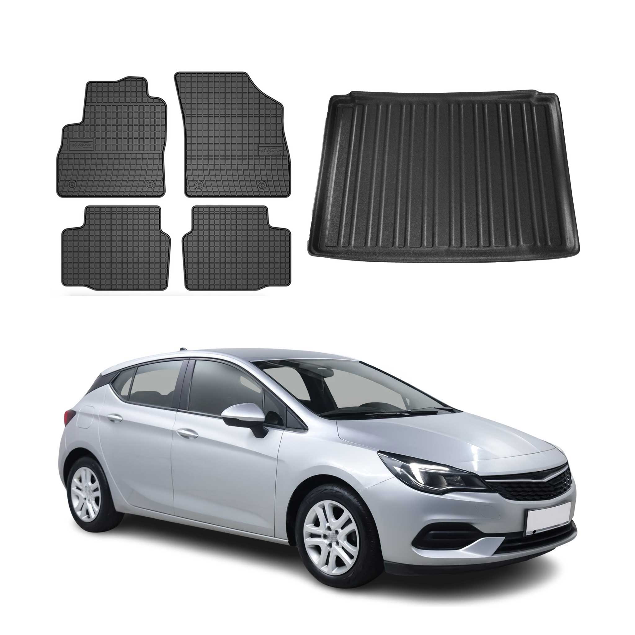 Fußmatten & Kofferraumwanne Set für Opel Astra K 2015-2021 Obere Gummi TPE 5x