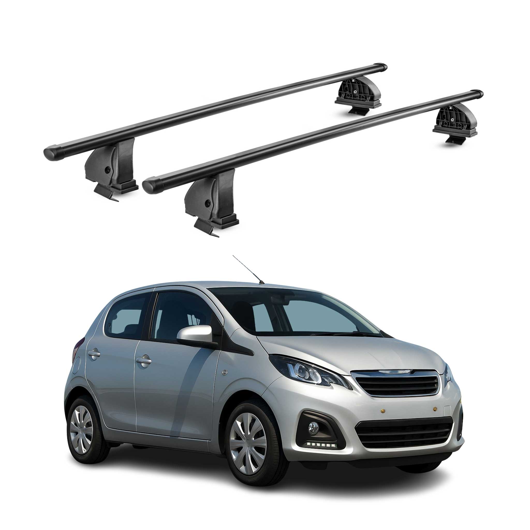Stahl Dachträger für Peugeot 108 2014-2021 5Tür TÜV Abschließbar 2tlg Schwarz