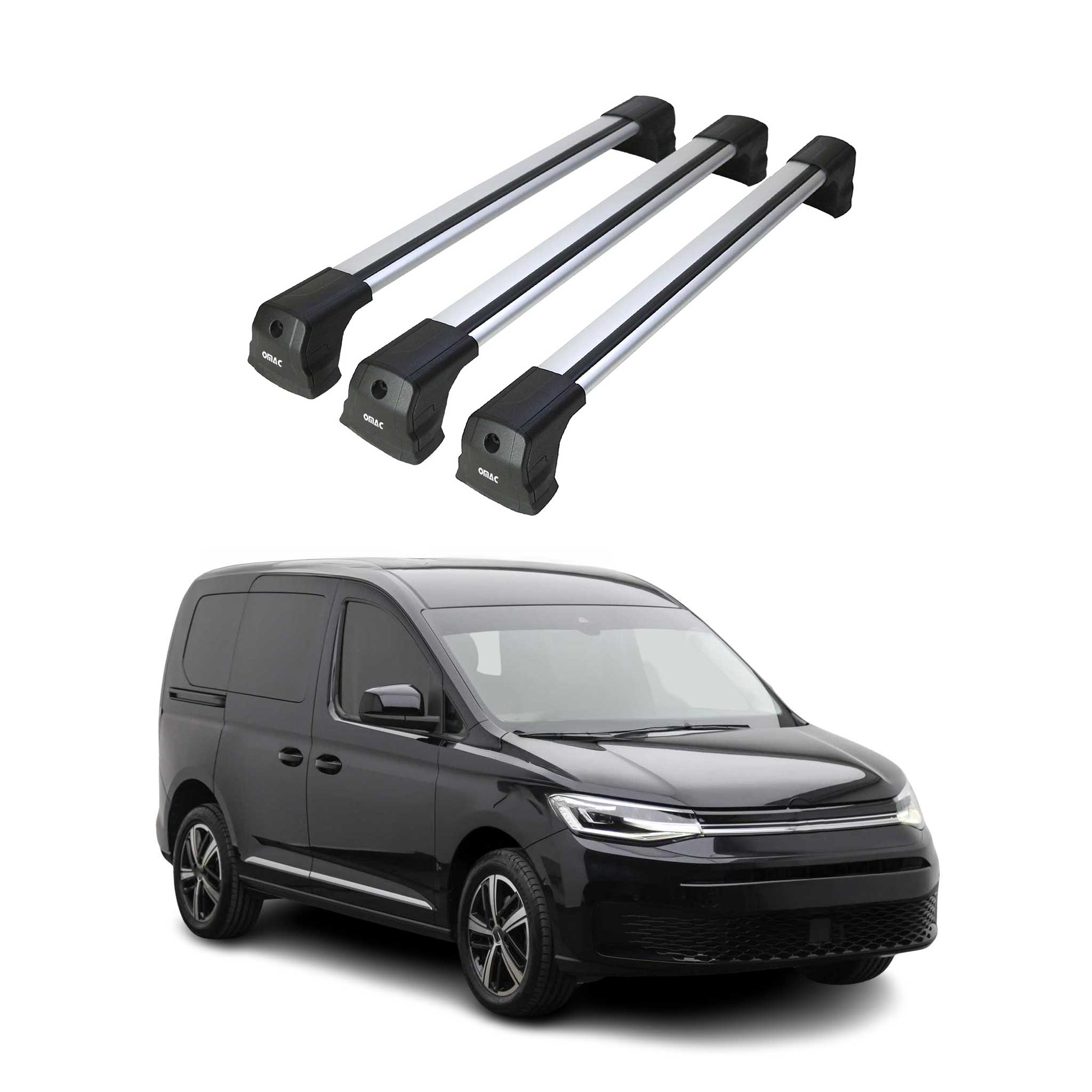 Dachträger Grundtäger für VW Caddy Maxi 2020-2026 75kg Aluminium Silber 3 tlg