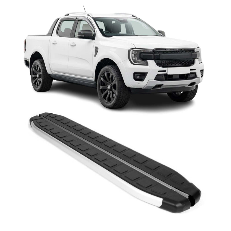 Trittbretter Seitenschweller für Ford Ranger Double Cab 2022-24 Grau Schwarz 2x