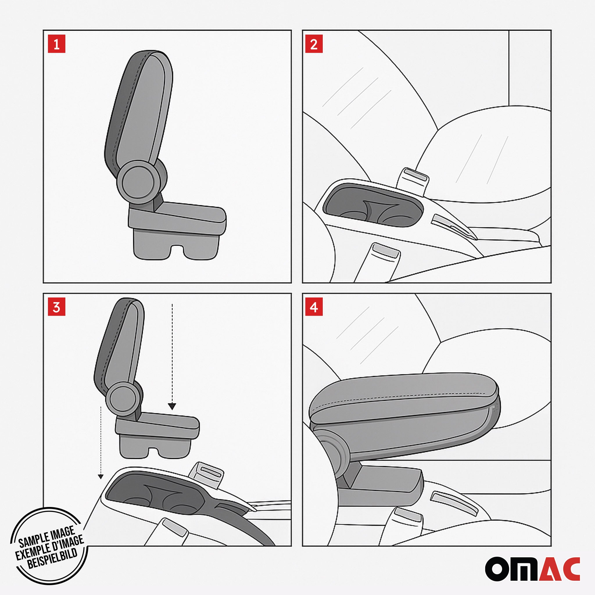 Mittelarmlehne Armlehne Mittelkonsole für Fiat 500L 2013-2017 PU-Leder Schwarz