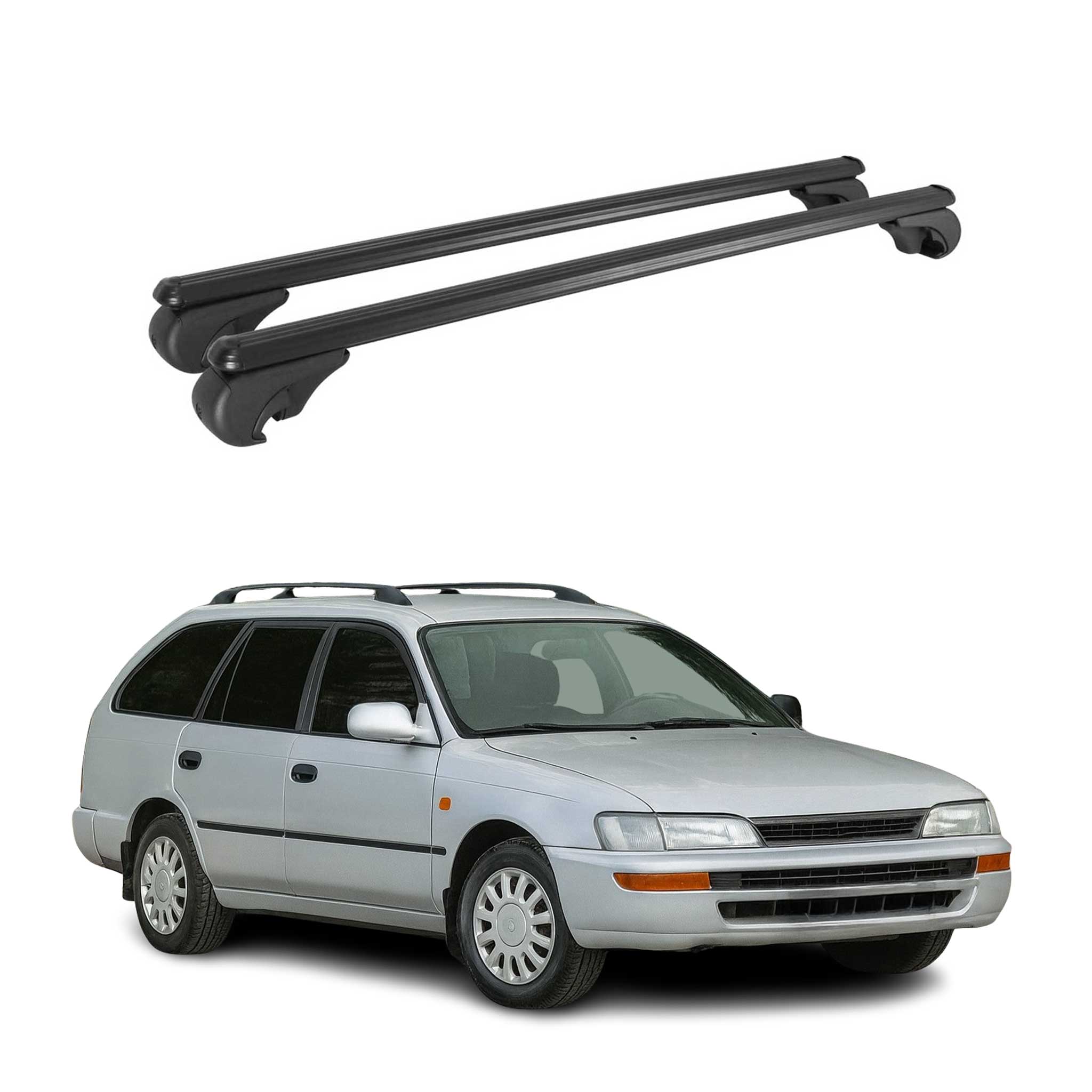 Dachträger Grundträger für Toyota Corolla mk7 Kombi 1992-1997 TÜV Alu Schwarz 2x