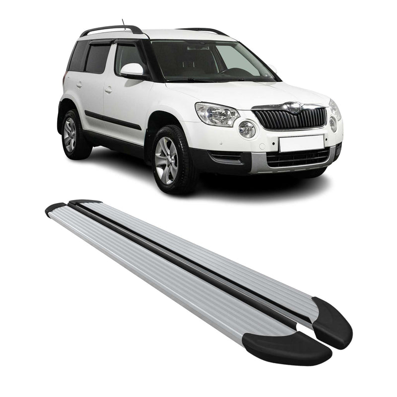 Seitenschweller Trittbretter Schweller für Skoda Yeti 2010-2017 Aluminium Silber