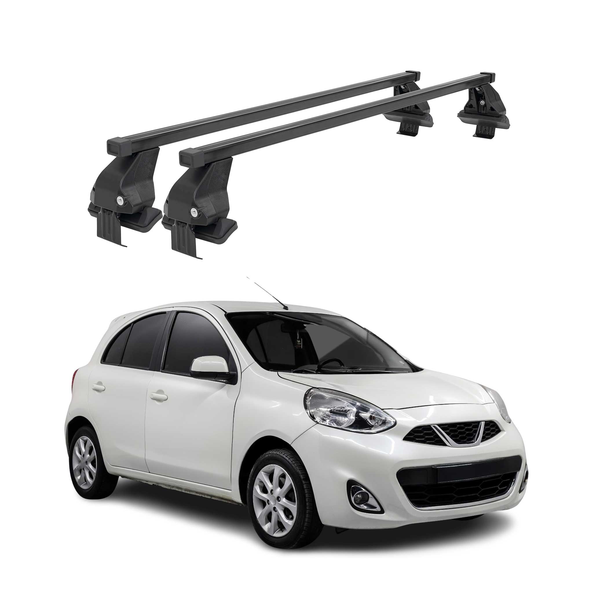 Menabo Dachträger Grundtäger für Nissan Micra 2017-2023 50kg Stahl Schwarz 2 tlg