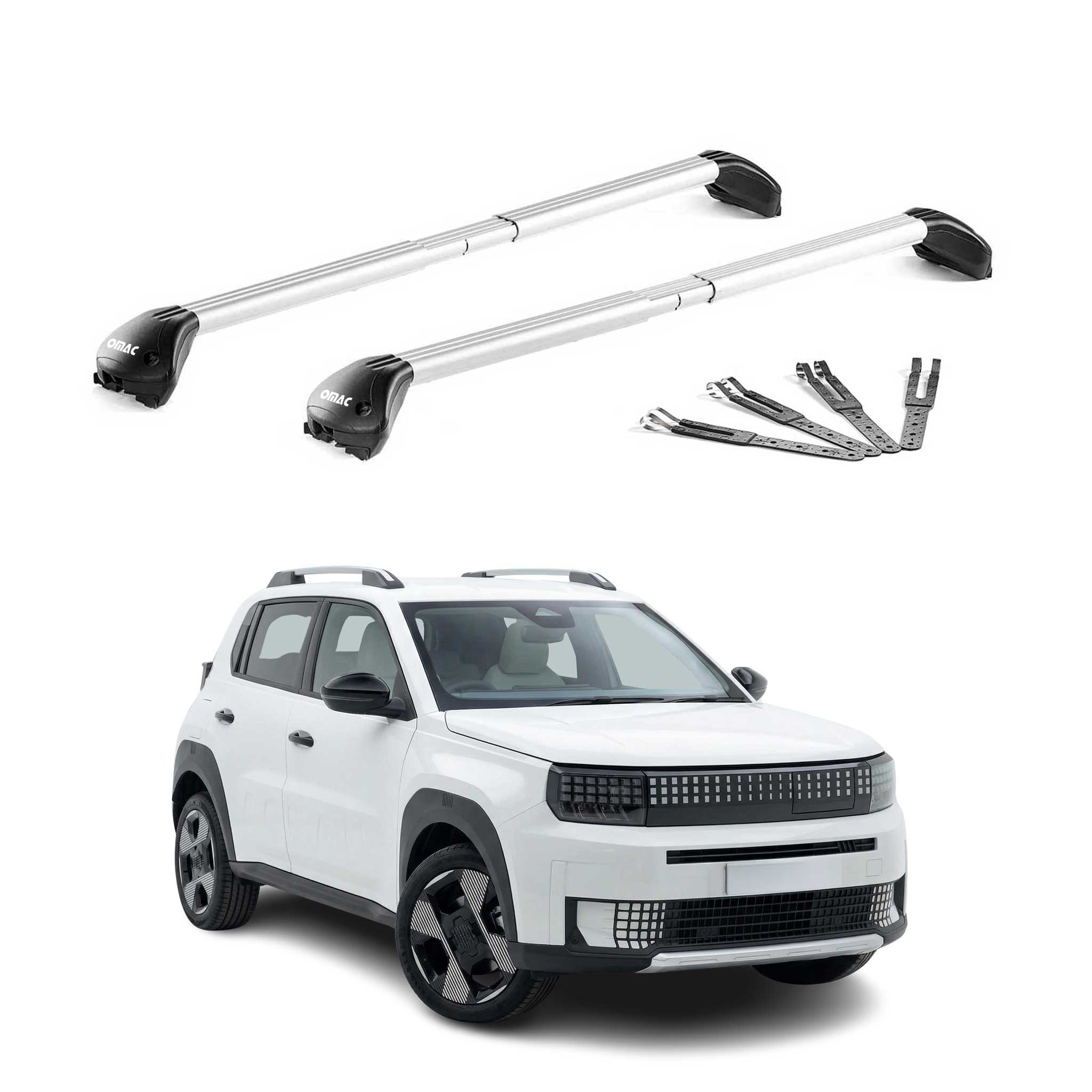 Dachträger Grundtäger für Fiat Grande Panda 2025-26 100kg Aluminium Grau 2x ABE