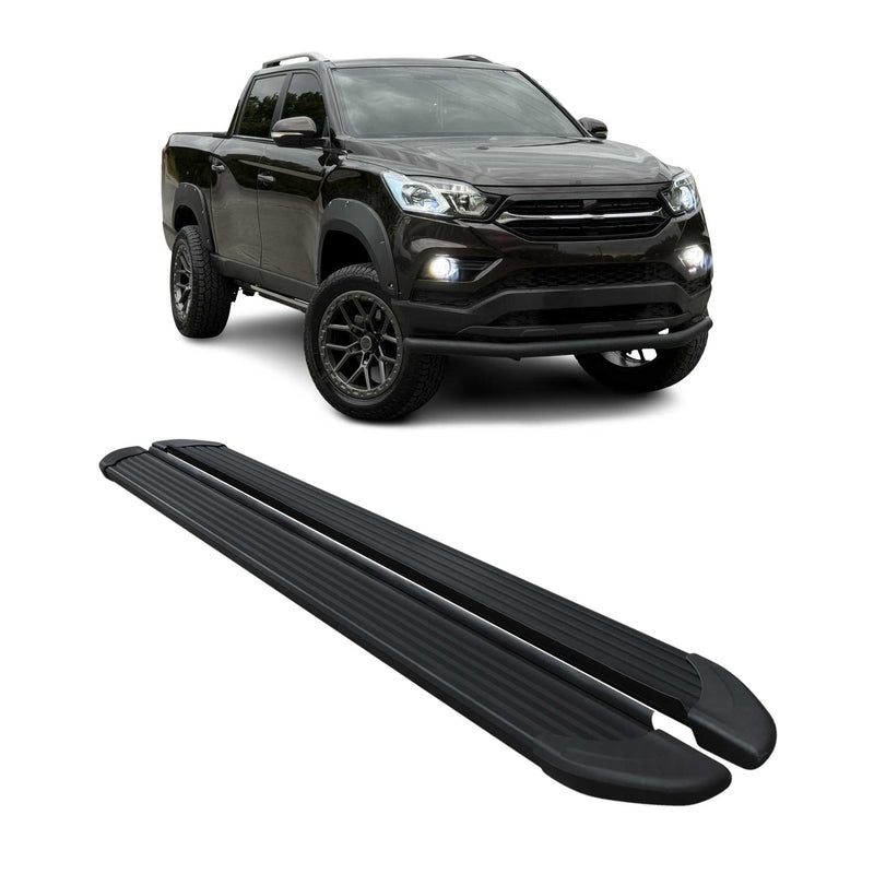 Schweller Trittbretter Schweller für Ssangyong Musso Sport 2018-2025 Alu Schwarz