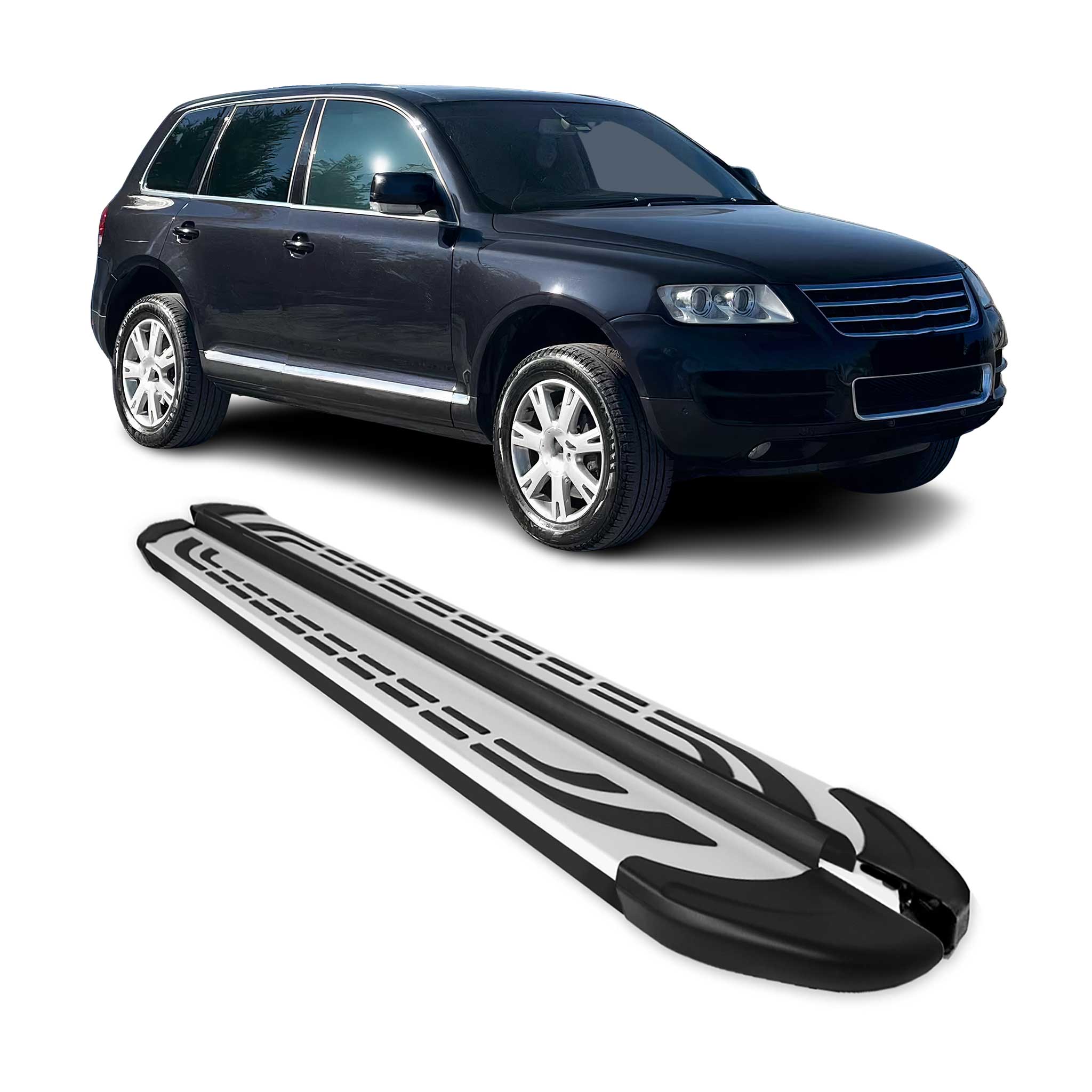 Trittbretter Seitenschweller Seitenbretter für VW Touareg 2003-2010 Alu Schwarz