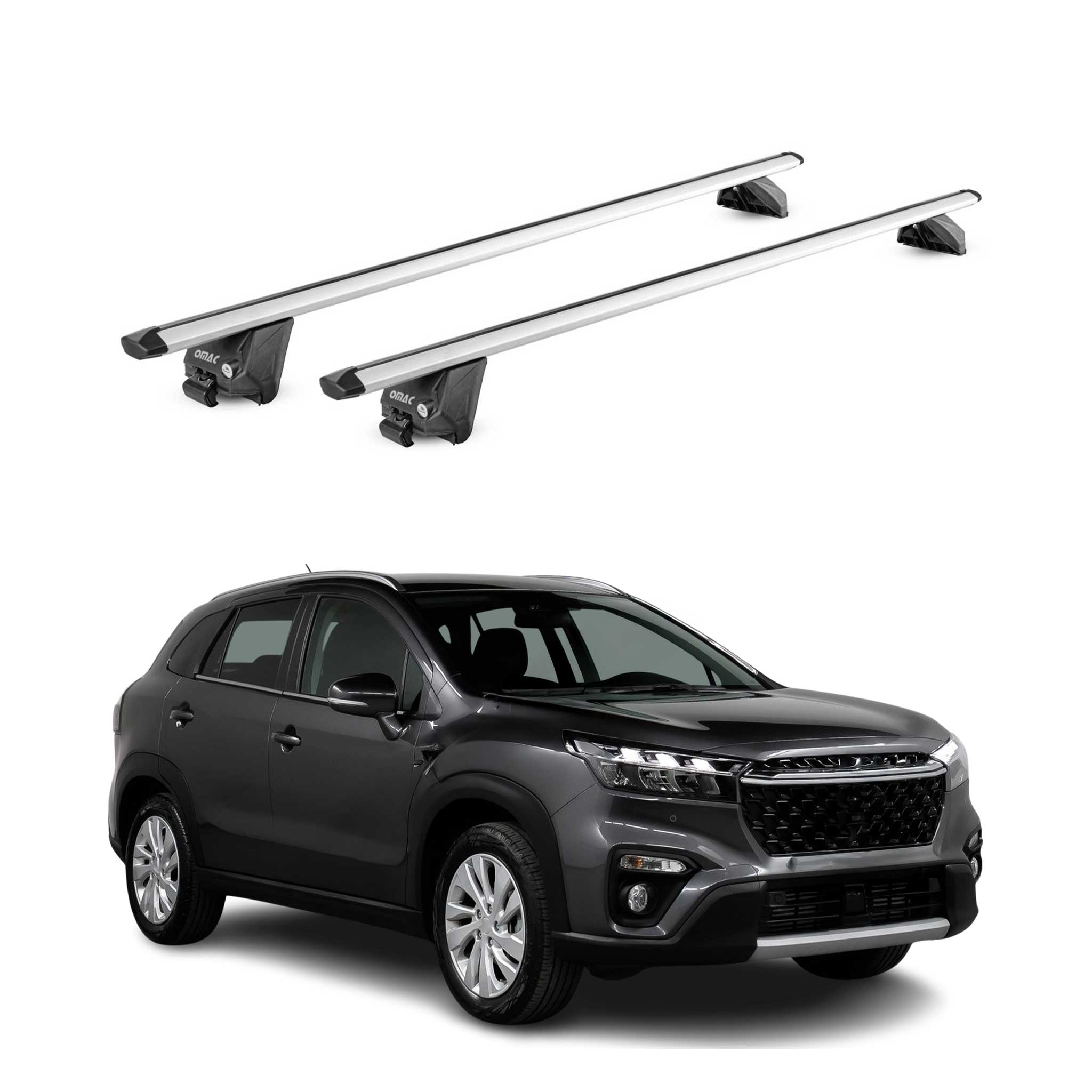 Dachträger Grundtäger für Suzuki S-Cross 2022-2026 100kg Alu Silber 2tlg ABE