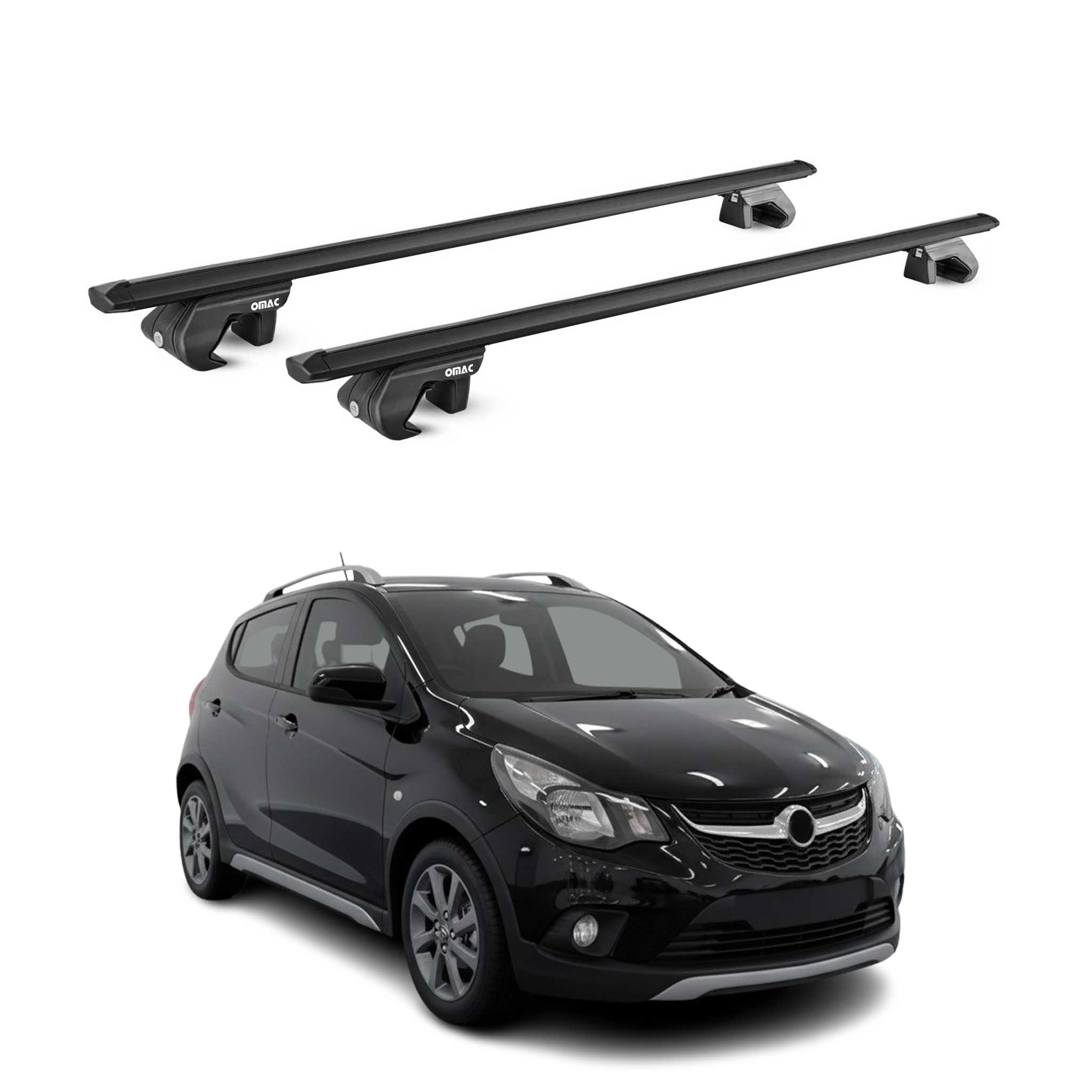 Dachträger Grundtäger für Opel Karl Rocks 2017-2019 90kg Aluminium Schwarz ABE