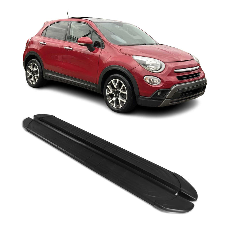 Trittbretter Seitenschweller für Fiat 500X 2014-2025 Aluminium Schwarz 2tlg