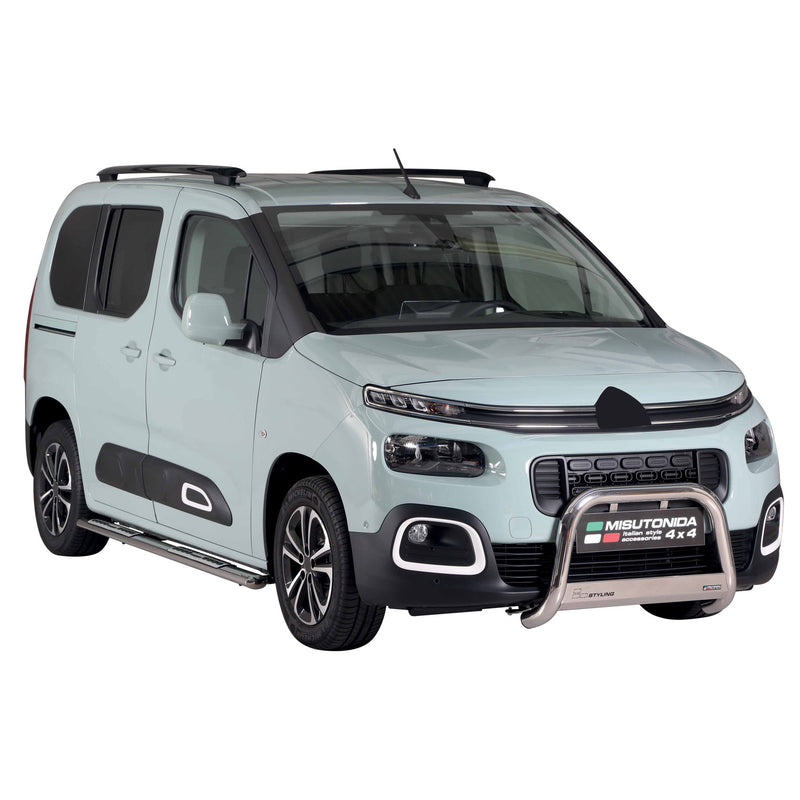 Edelstahl Seitenschweller Schwellerrohre für Citroen Berlingo 2018-2024 Silber